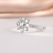 Natural White Diamond Ring D0.50ct d0.732ct, 18K Gold GIA